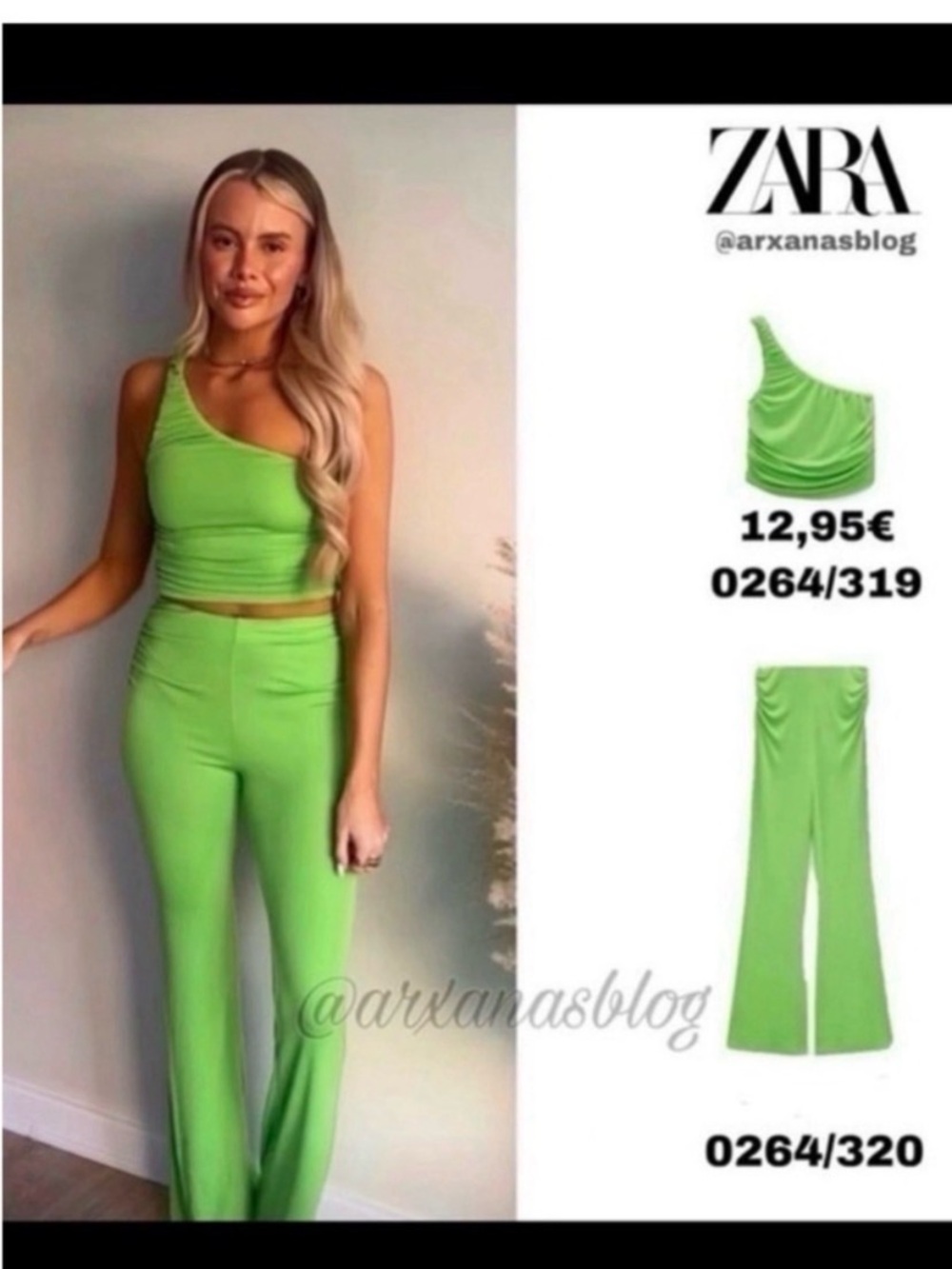 ZARA Neon Green Two Piece Pant Set Size Medium - Picture 4 of 9